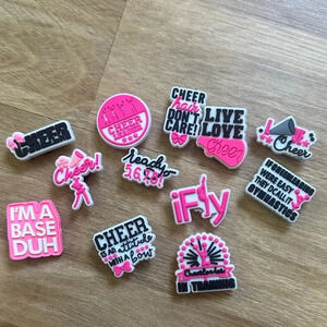 12 CHEER CHEERLEADER CHEERLEADING CROC CHARMS SET